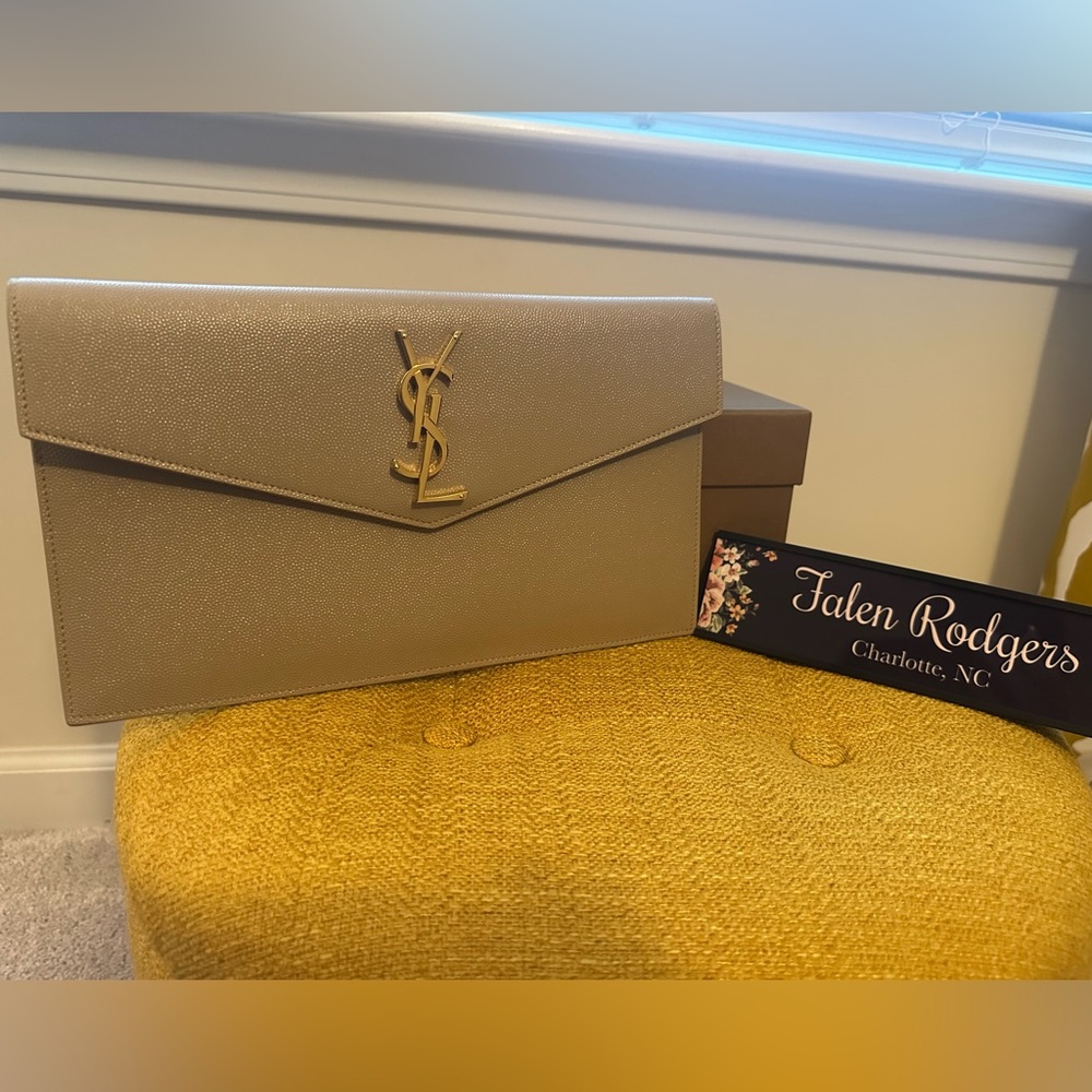 YSL Uptown Pouch - Beige